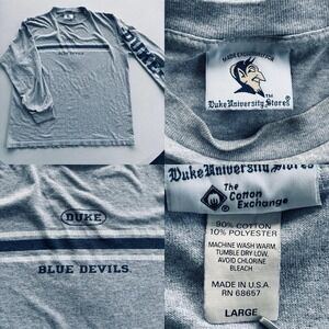 Vintage Duke Blue Devils Long Sleeve Shirt USA Made Cotton Exchange L